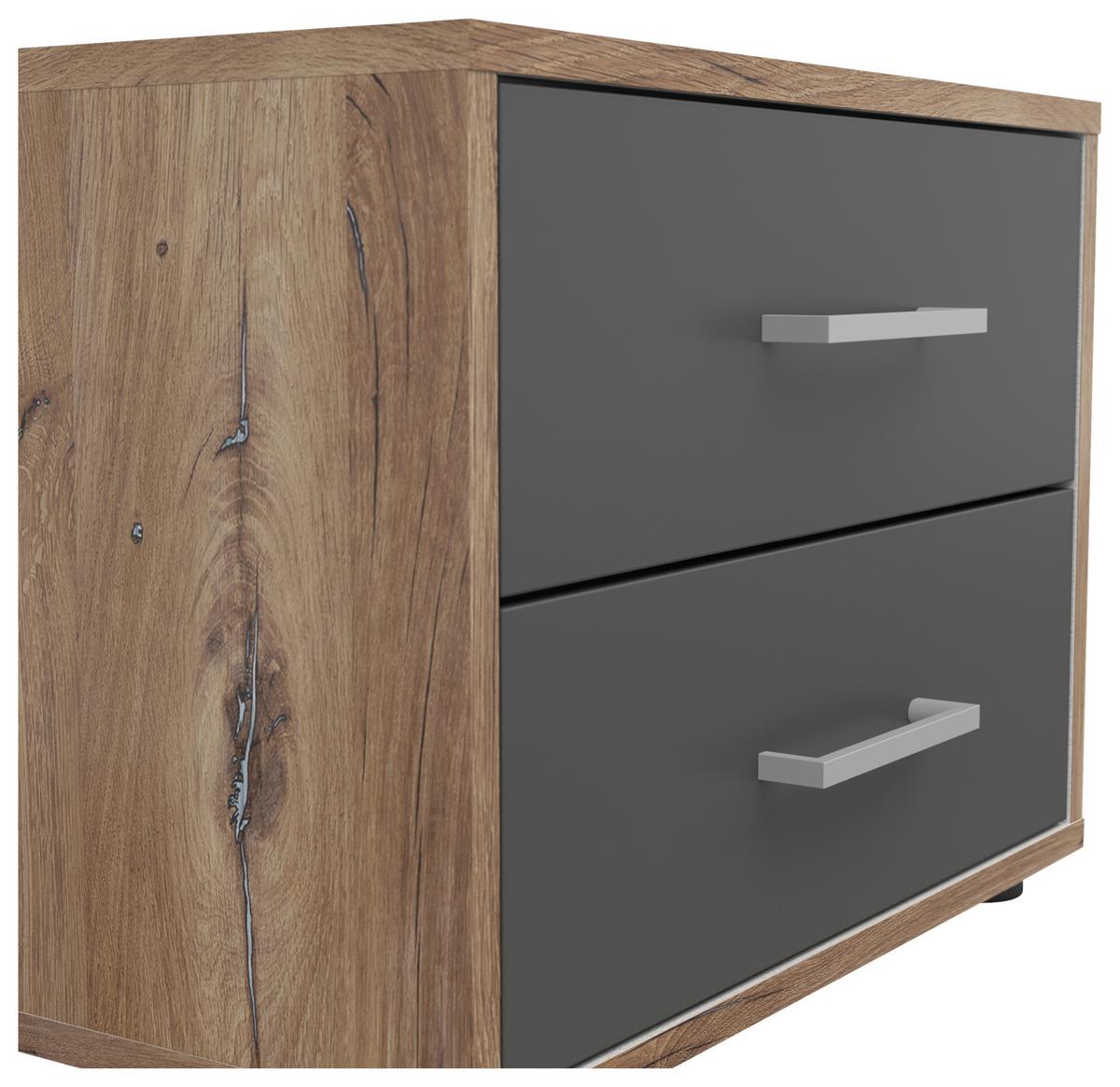 Nachtkästchen Smart 2 Flagstaff Eiche H: 38 Cm - Eichefarben/Anthrazit, Basics, Holzwerkstoff (50/38/35cm)