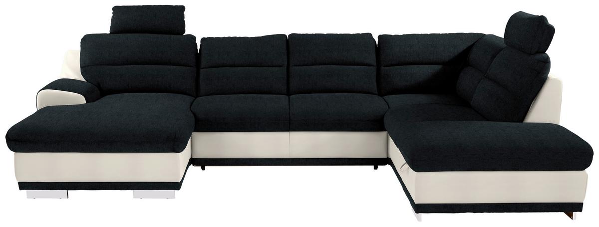 Sedacia súprava do U Seaside čierna / biela - čierna/biela, Konventionell, kov/textil (165/334/218cm) - Luca Bessoni