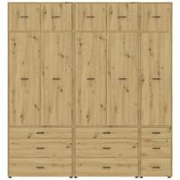 Kleiderschrank Kivo Eiche Artisan Dekor, B: 225 Cm - Eiche Artisan, Basics, Holzwerkstoff (225/239,40/52,1cm)
