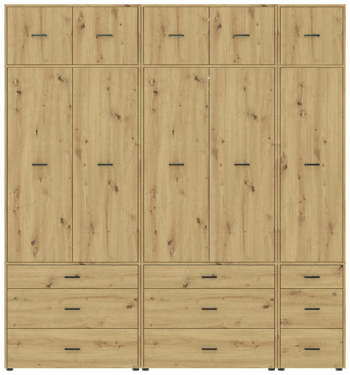 Kleiderschrank Kivo Eiche Artisan Dekor, B: 225 Cm - Eiche Artisan, Basics, Holzwerkstoff (225/239,40/52,1cm)