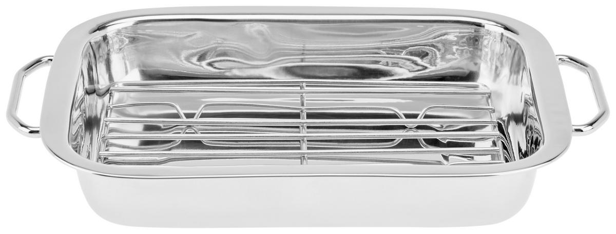 Auflaufform Esha Edelstahl LxBxH: ca. 26x21x4 cm - Edelstahlfarben, KONVENTIONELL, Metall (26/21/4cm) - Luca Bessoni