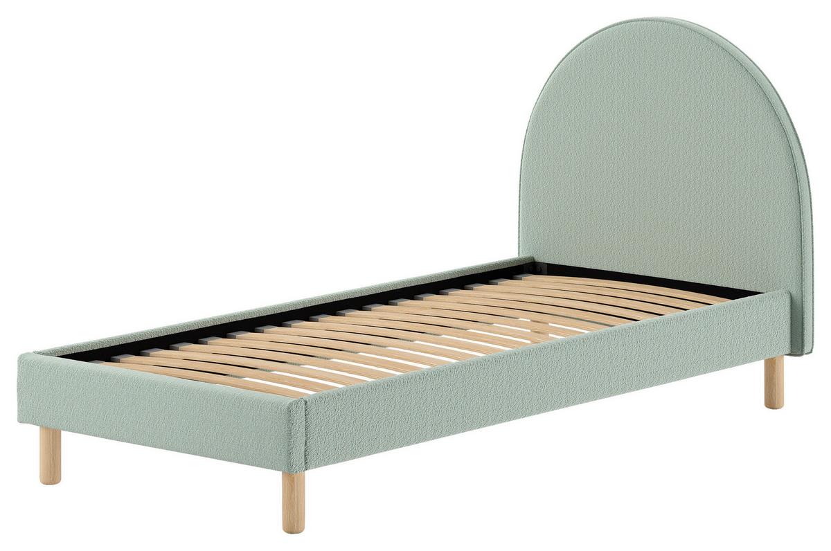 Postel pro děti a mládež MOON s roštem 90x200cm, zelená - zelená/přírodní barvy, Romantický / Rustikální, dřevo/textil (90/200cm) - MID.YOU