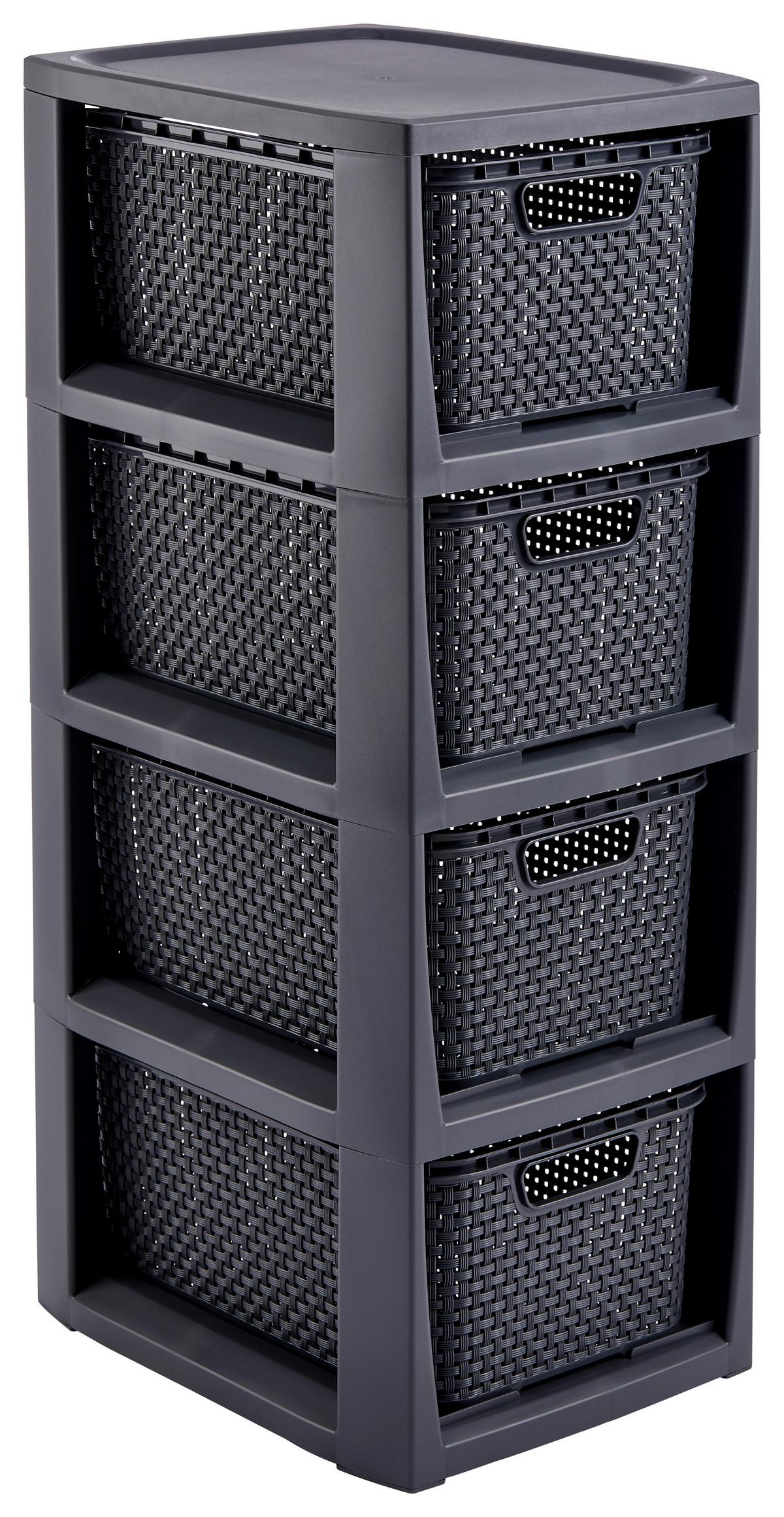 Fiókos Tároló Rattan - krémszínű/antracit, Basics (24,1/29,6/64cm) - Ondega