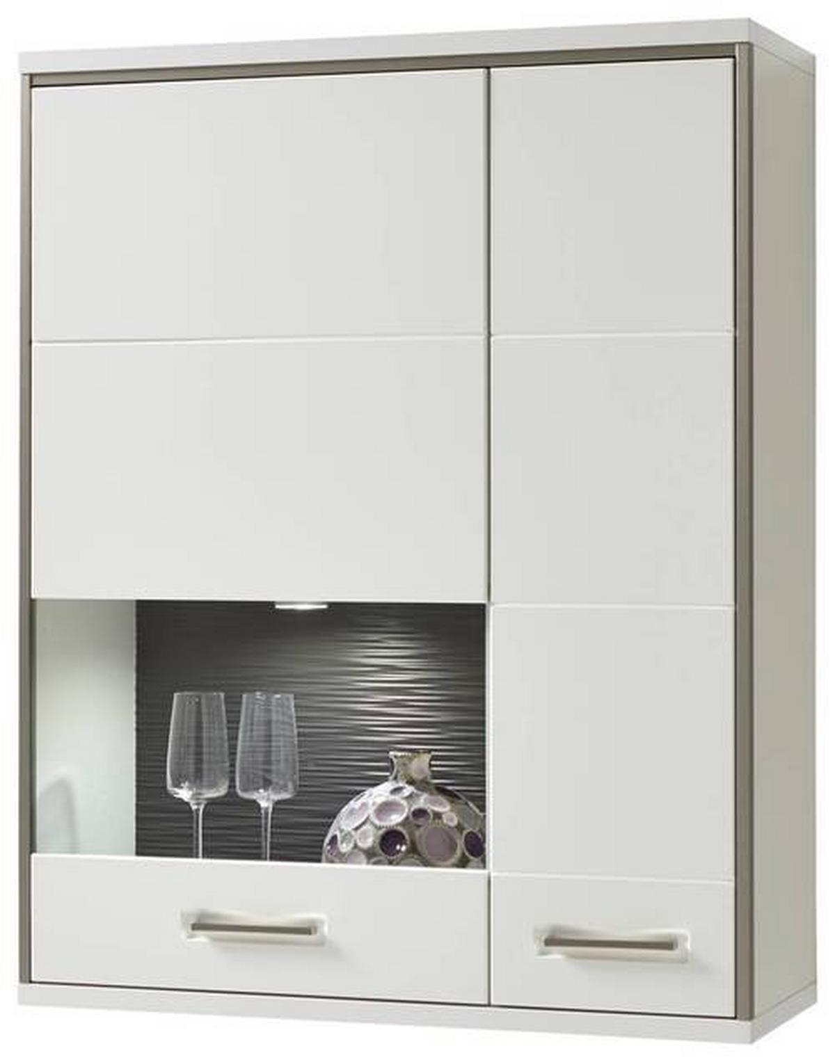 Hängevitrine Trento B: 94 Cm Silberfarben/weiß - Weiß Hochglanz/Silberfarben, Design, Glas/Holzwerkstoff (94/120/38cm) - Livetastic