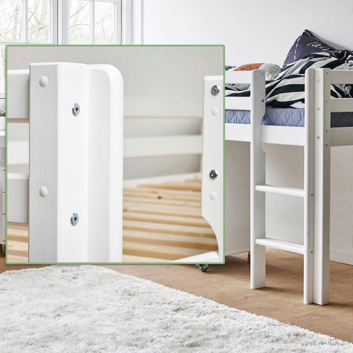 Hochbett Eco Dream Weiß, Lf: 70x160 Cm - Weiß/Naturfarben, MODERN, Holz (70/160cm) - MID.YOU