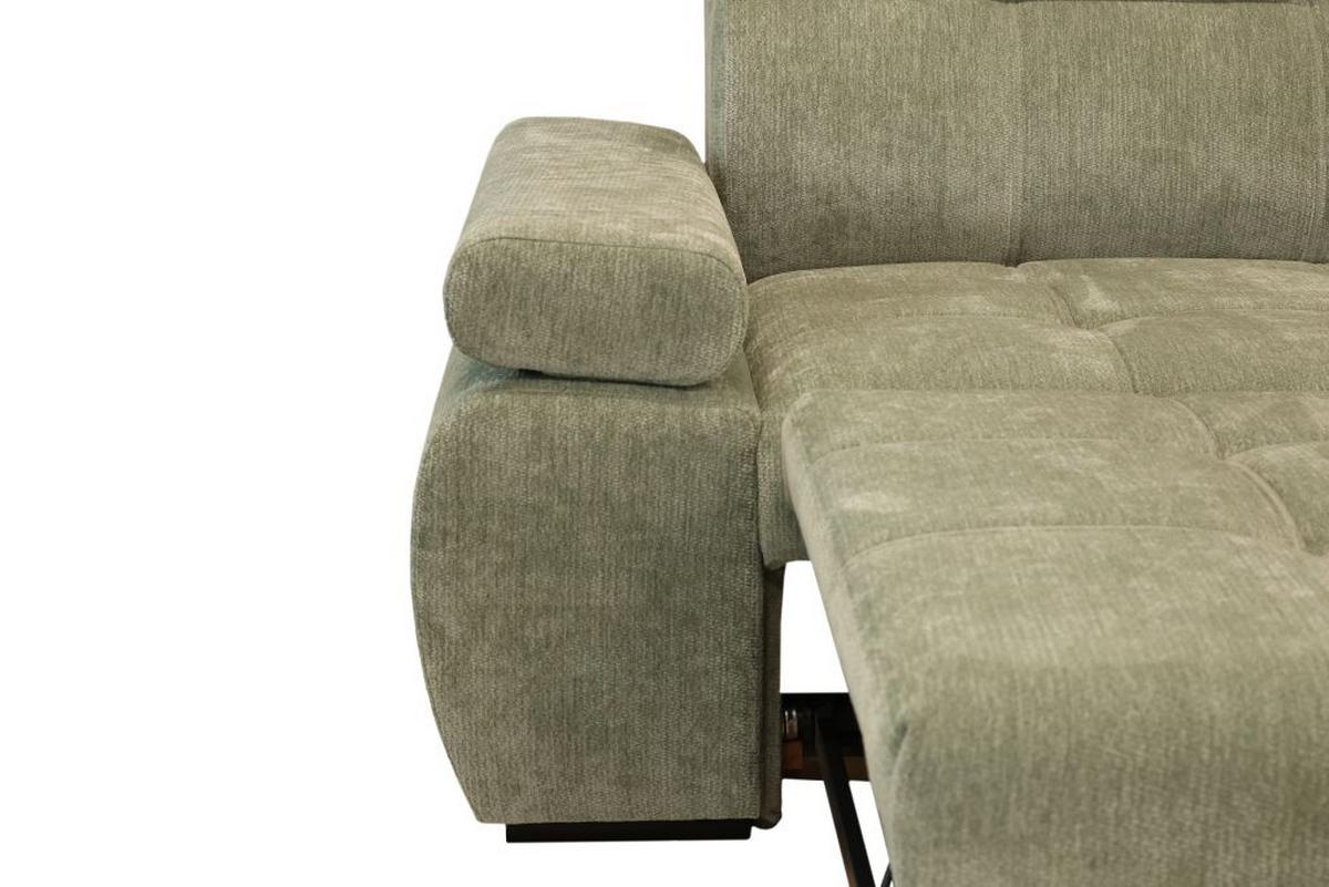 Rohová sedačka VEGAS, pravá, šalviovozelená ženilka - čierna/šalviovozelená, Design, drevo/textil (294/173cm)