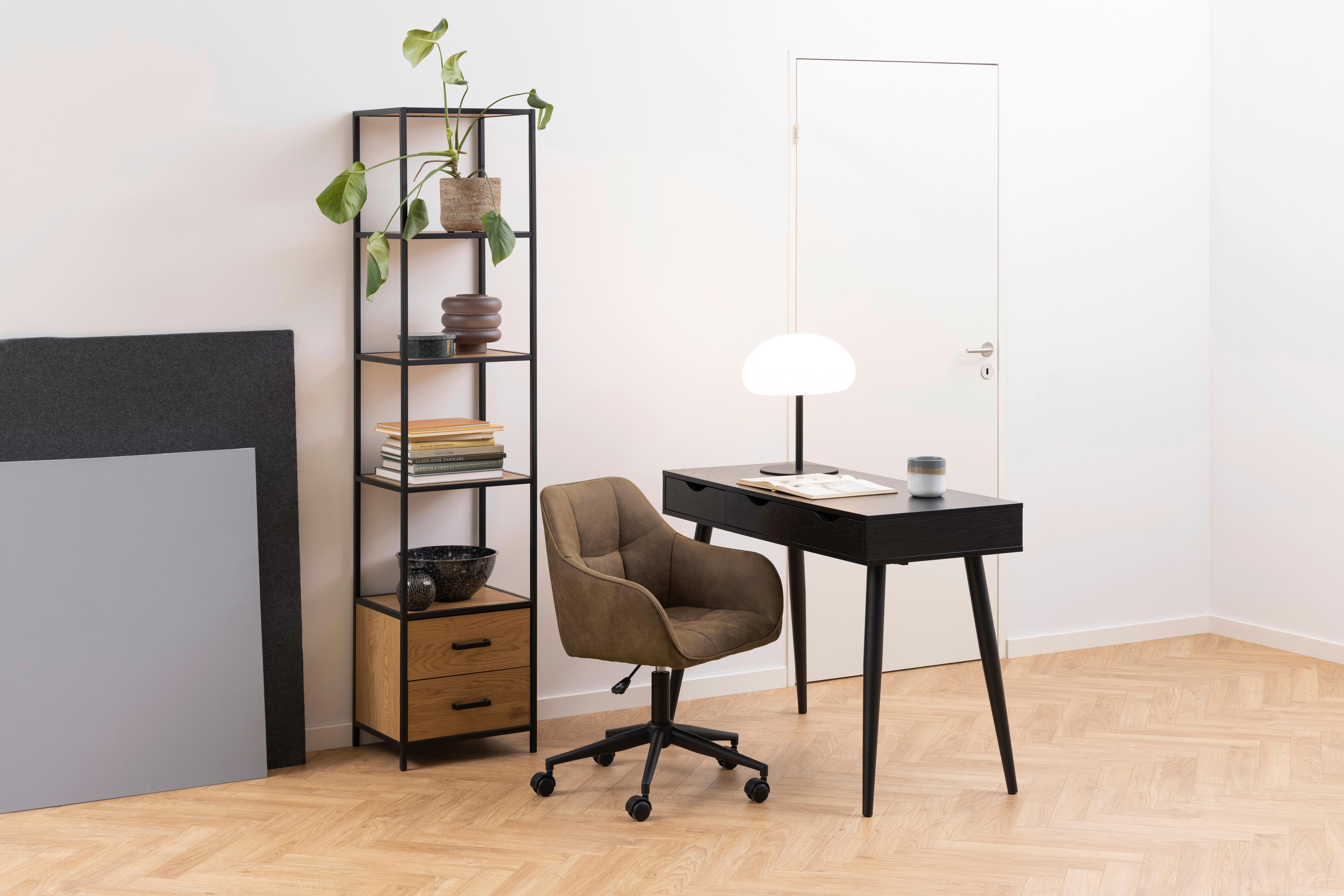 Regal Seaford mit Laden Seaford B: 42 cm Wildeiche - Wildeiche/Schwarz, Trend, Holzwerkstoff/Metall (42/185/35cm) - MID.YOU