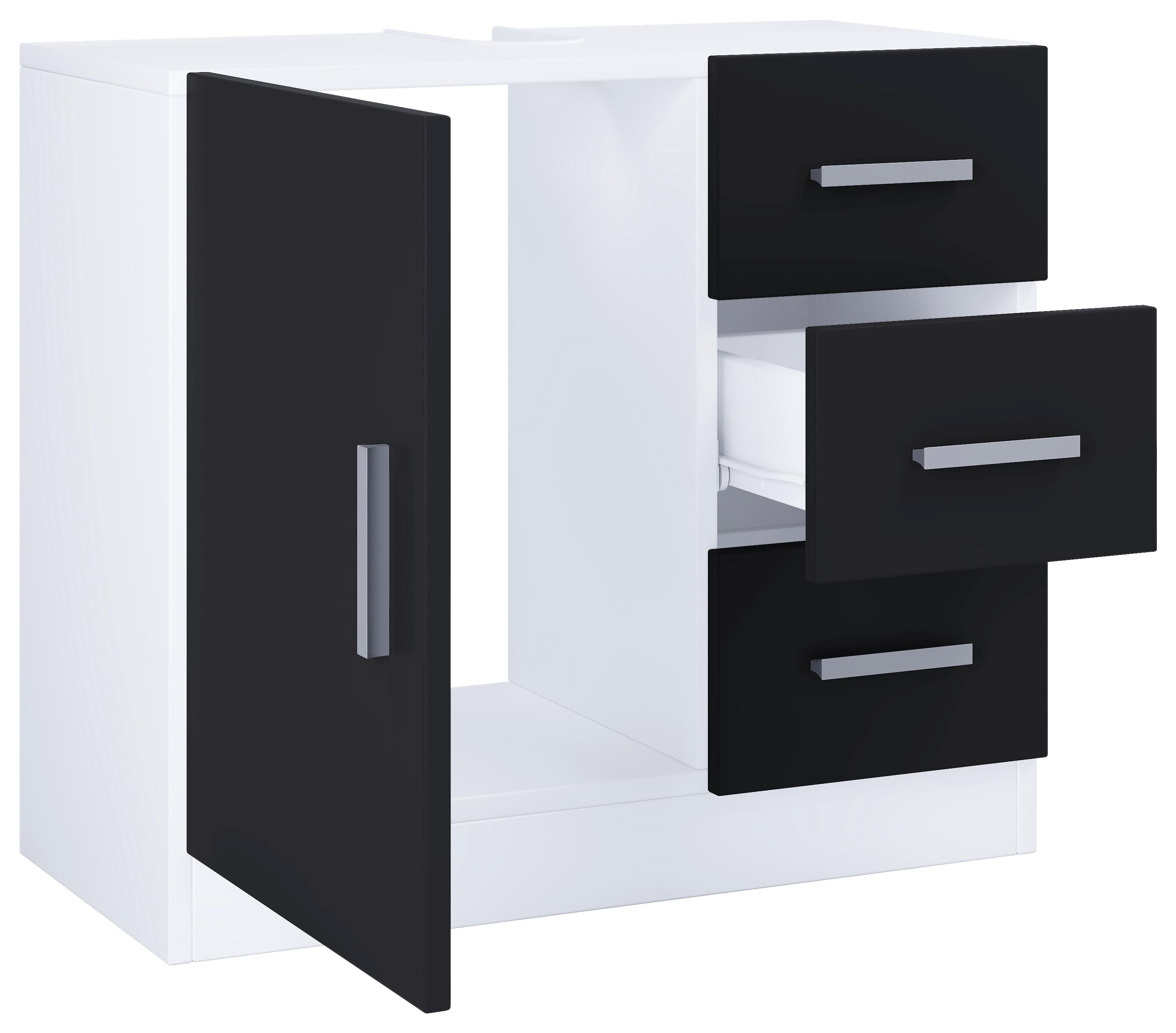 MID.YOU Waschbeckenunterschrank Zalo XL B: 63 cm Schwarz/Weiß