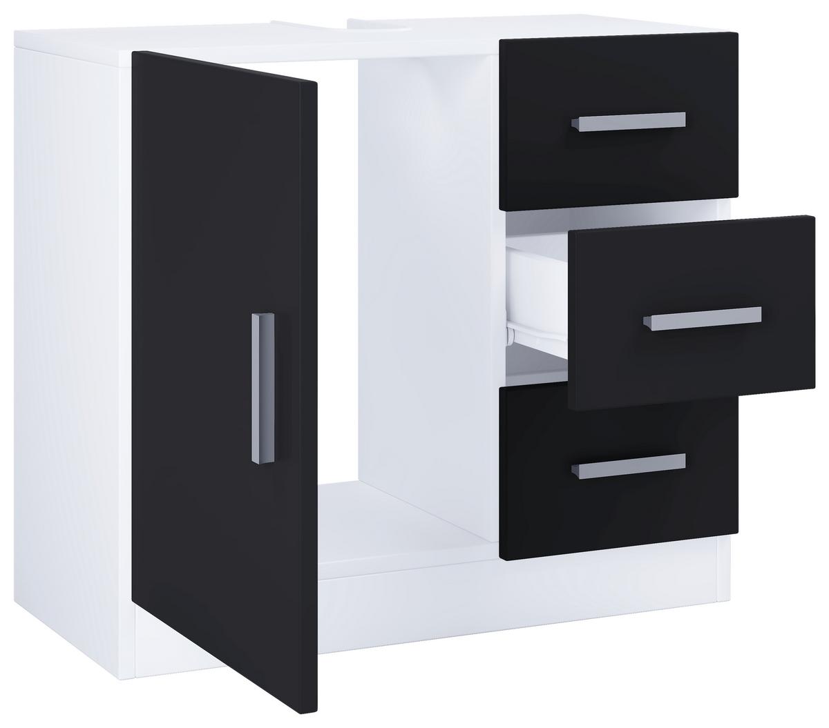 Waschbeckenunterschrank Zalo XL B: 63 cm Schwarz/Weiß - Schwarz/Weiß, MODERN, Holzwerkstoff (63/55,8/30cm) - MID.YOU