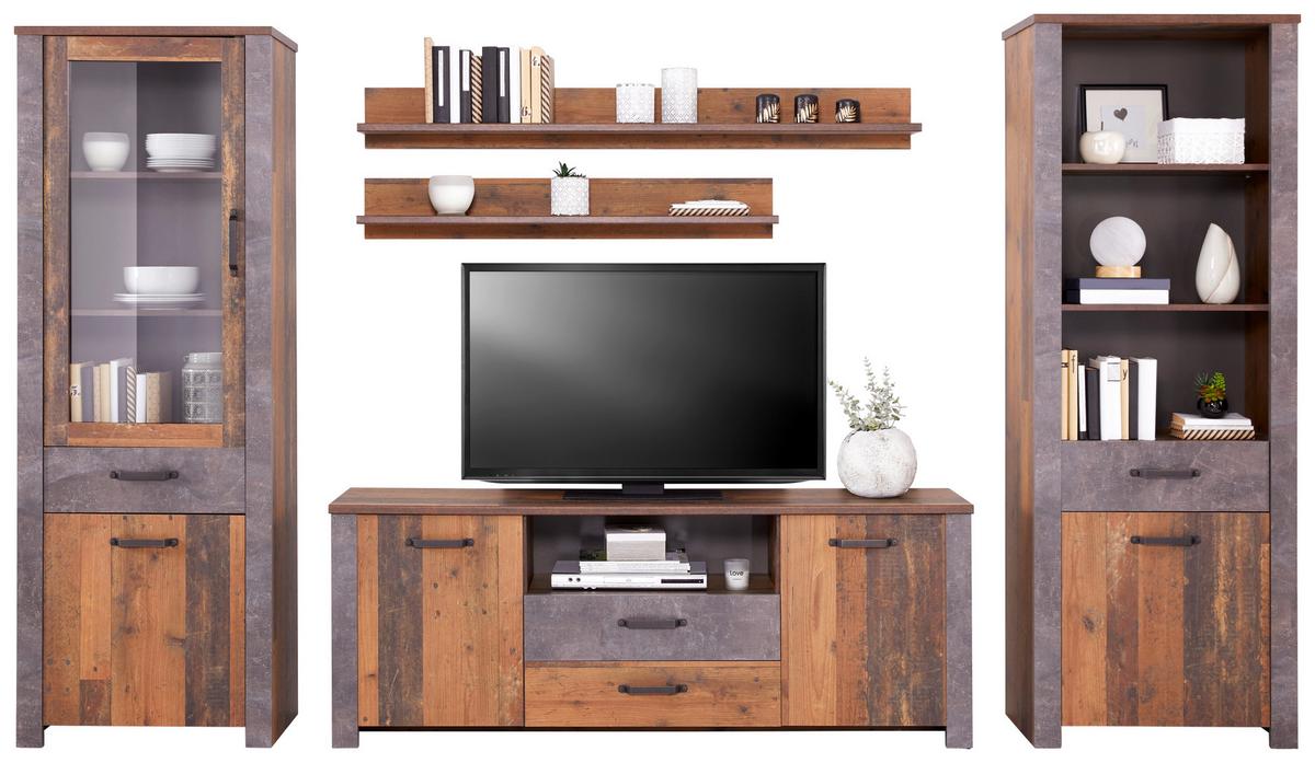 Tv-lowboard Ontario B: 176 Cm Eiche Dekor/dunkelgrau - Dunkelgrau/Eichefarben, Trend, Holzwerkstoff (176/67,7/41,5cm) - Ondega