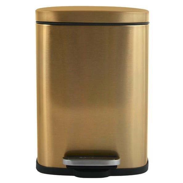 Treteimer Akira 5l Goldfarben Metall Lxbxh: 21,4x17,6x30 Cm - Goldfarben/Schwarz, Basics, Kunststoff/Metall (21,4/17,6/30cm)