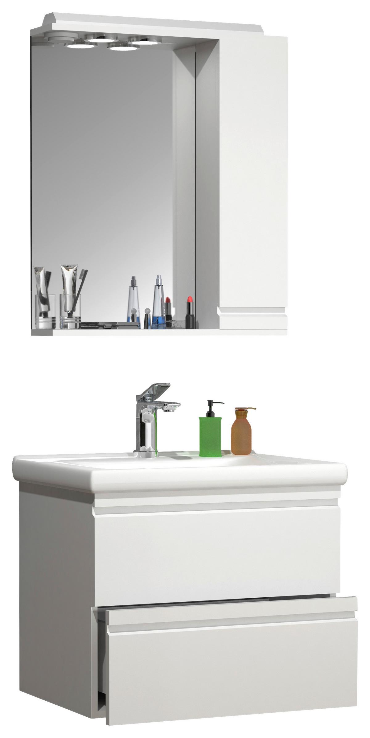 Badezimmer Silora L - Weiß, MODERN, Glas/Keramik (60cm) - MID.YOU