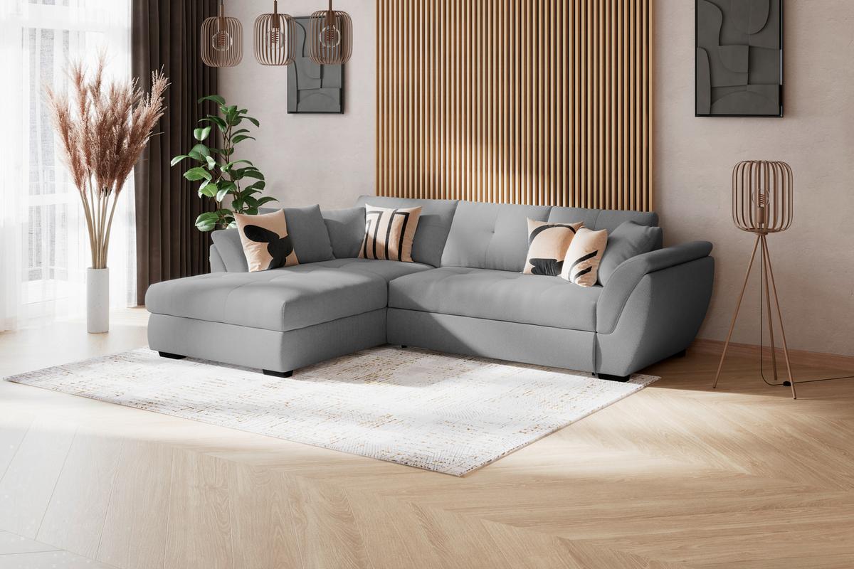 Rohová sedačka BERISSO, levá, tmavě šedá - černá/tmavě šedá, Konvenční, textil/plast (187/278cm) - Ondega