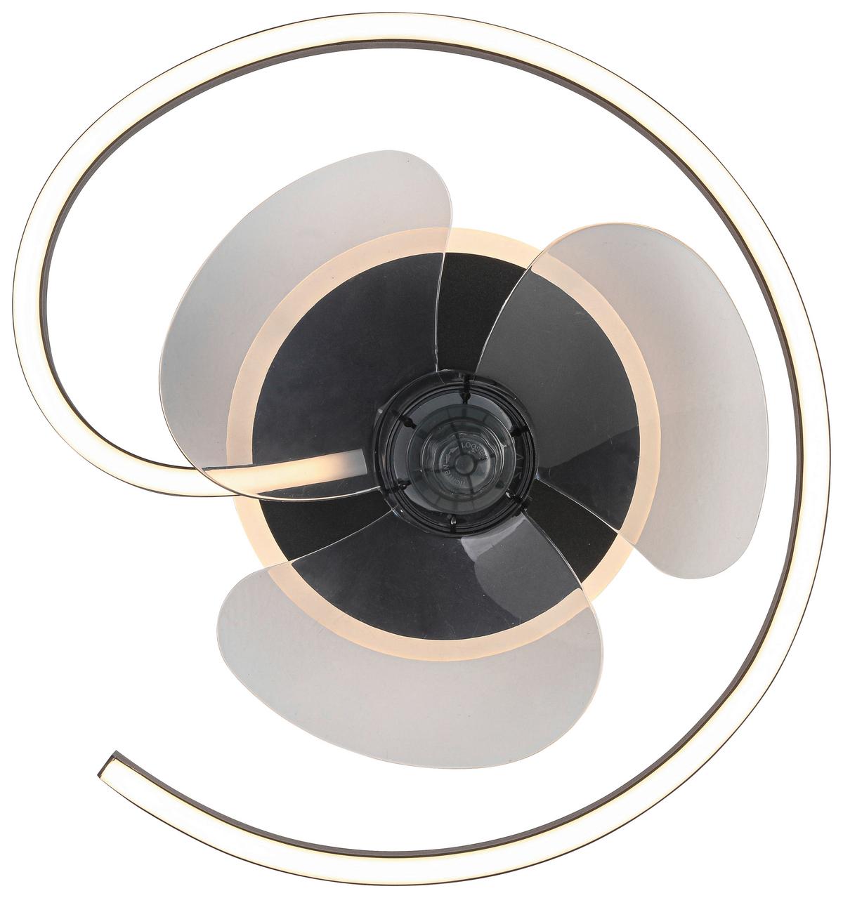 Deckenventilator Zana - Transparent/Schwarz, MODERN, Kunststoff/Metall (40/13cm) - Luca Bessoni