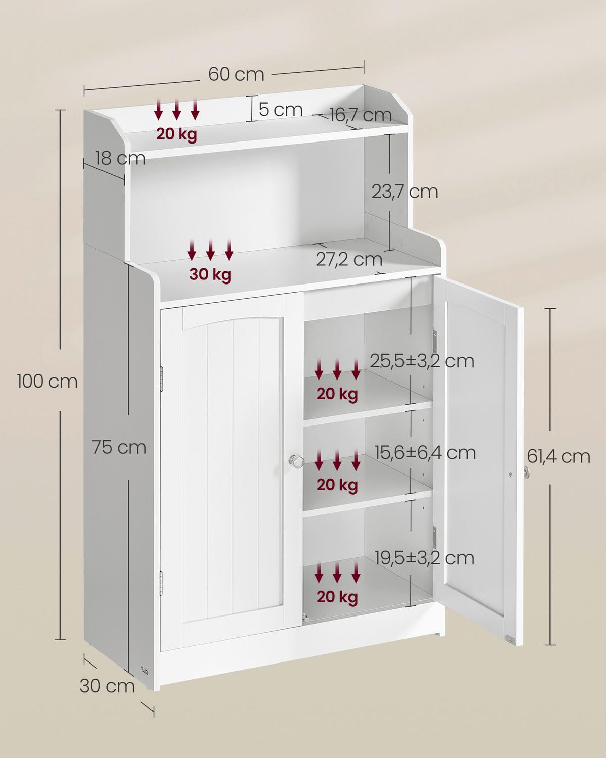 Midischrank Bathroom Cabinet - Weiß, MODERN, Holzwerkstoff (60/100/30cm) - MID.YOU