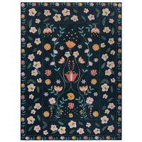 Webteppich Nordic Floral Navy 170x240 - Dunkelblau, KONVENTIONELL, Textil (170/240cm)
