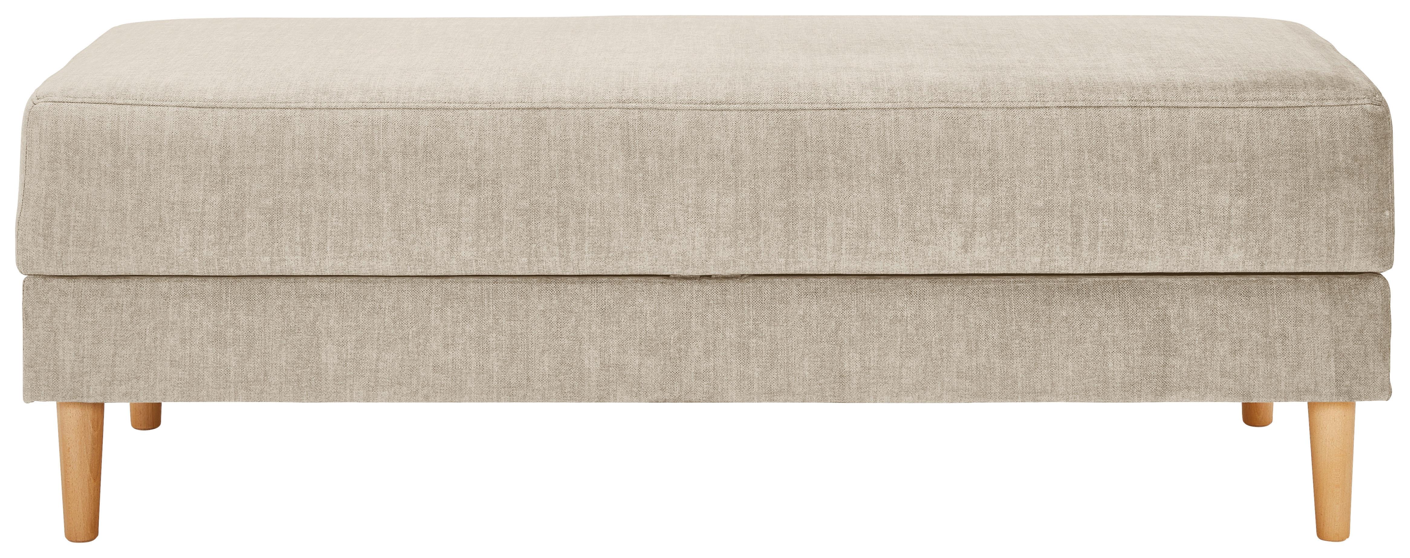 Hocker Freda mit Stauraum Velours Beige H: 48 cm - Beige/Naturfarben, MODERN, Textil (135/48/57cm) - Max Winzer