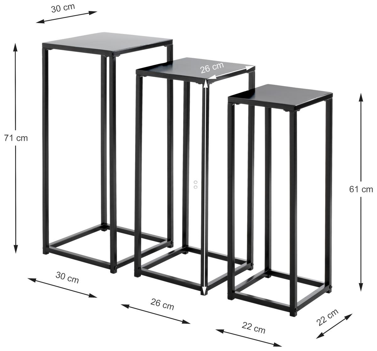 Virágtartó Állvány Szett Blackburn - fekete, Modern, fém (30/71/30cm)