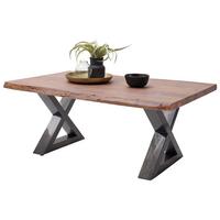 Couchtisch Holz Massiv Cartagena Walnuss/Nickelfarben - Walnussfarben/Nickelfarben, MODERN, Holz/Metall (110/45/70cm)