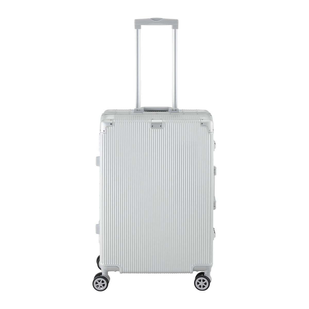 Cestovní kufr MIAMI -M- - barvy stříbra, Moderní, kov/textil (44/27/68cm) - Mömax