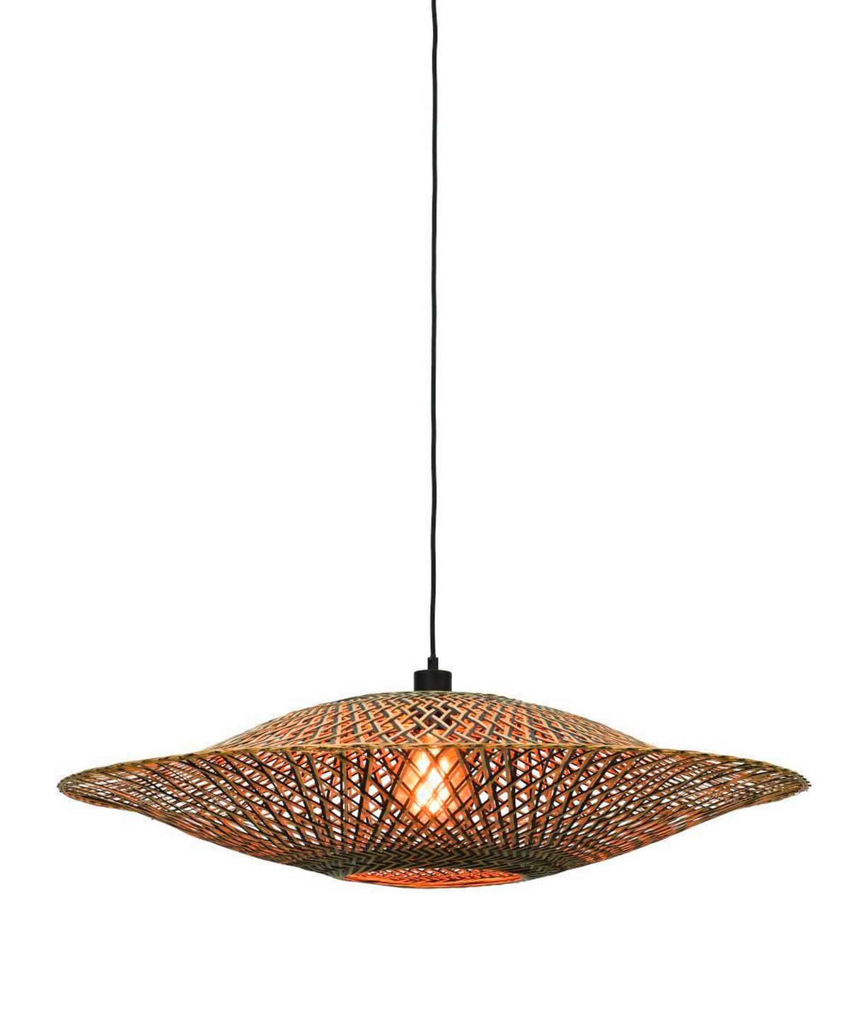 Hängeleuchte Bali H: 20 cm 1-Flammig höhenverstellbar - Hellbraun/Schwarz, Natur, Naturmaterialien (87/20cm) - Good & Mojo