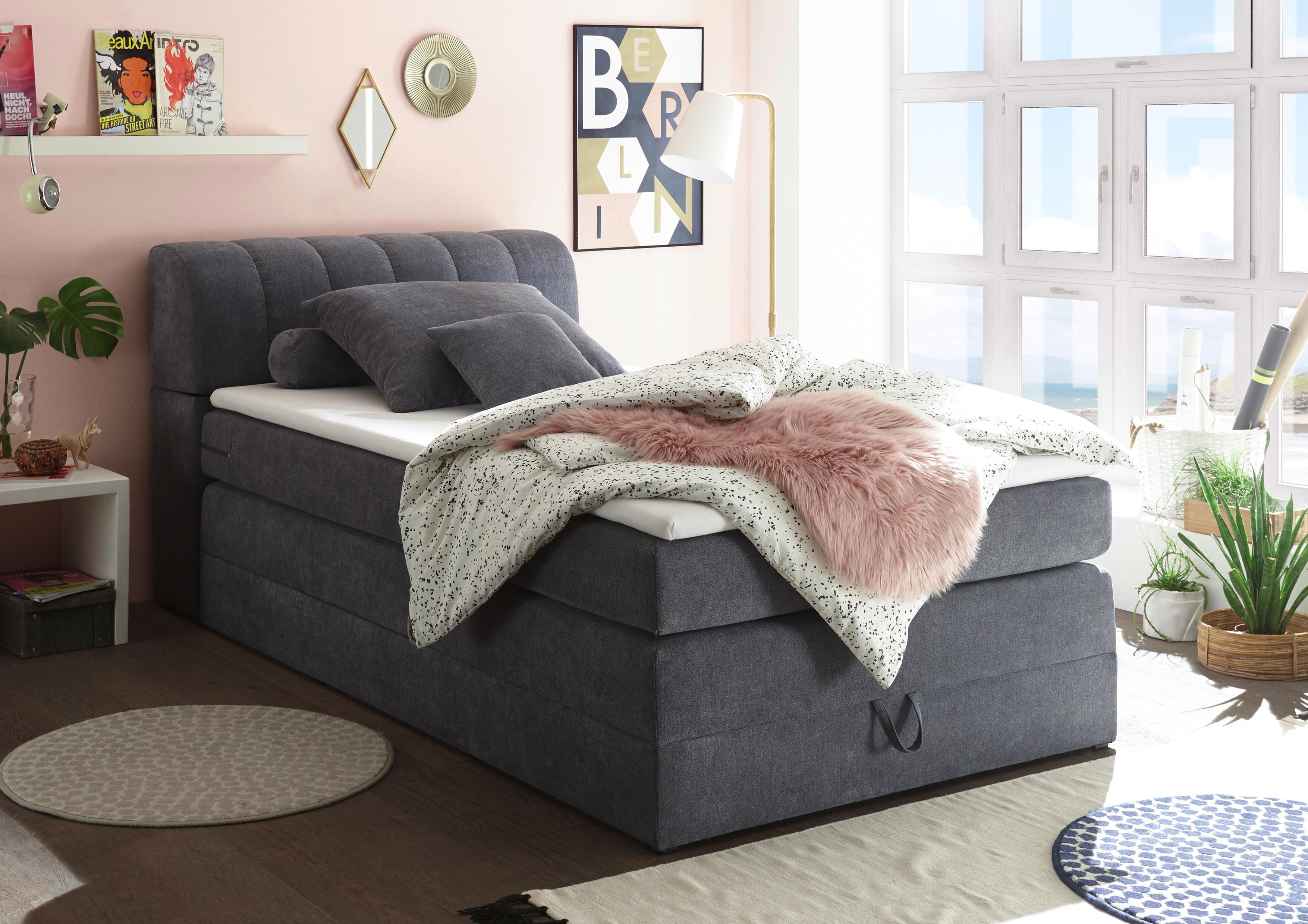 Boxspringbett Bilbao1 Anthrazit 140x200