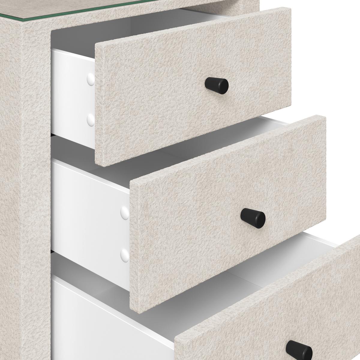 Nachtkästchen Elysia inkl. Beleuchtung B: 48 cm - Beige, Trend, Glas/Holz (48/68/45,5cm) - Luca Bessoni