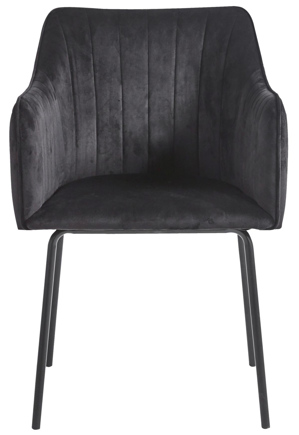 Armlehnstuhl Valia Anthrazit B: 48,5 cm - Anthrazit/Schwarz, Design, Holzwerkstoff/Textil (48,5cm) - MID.YOU