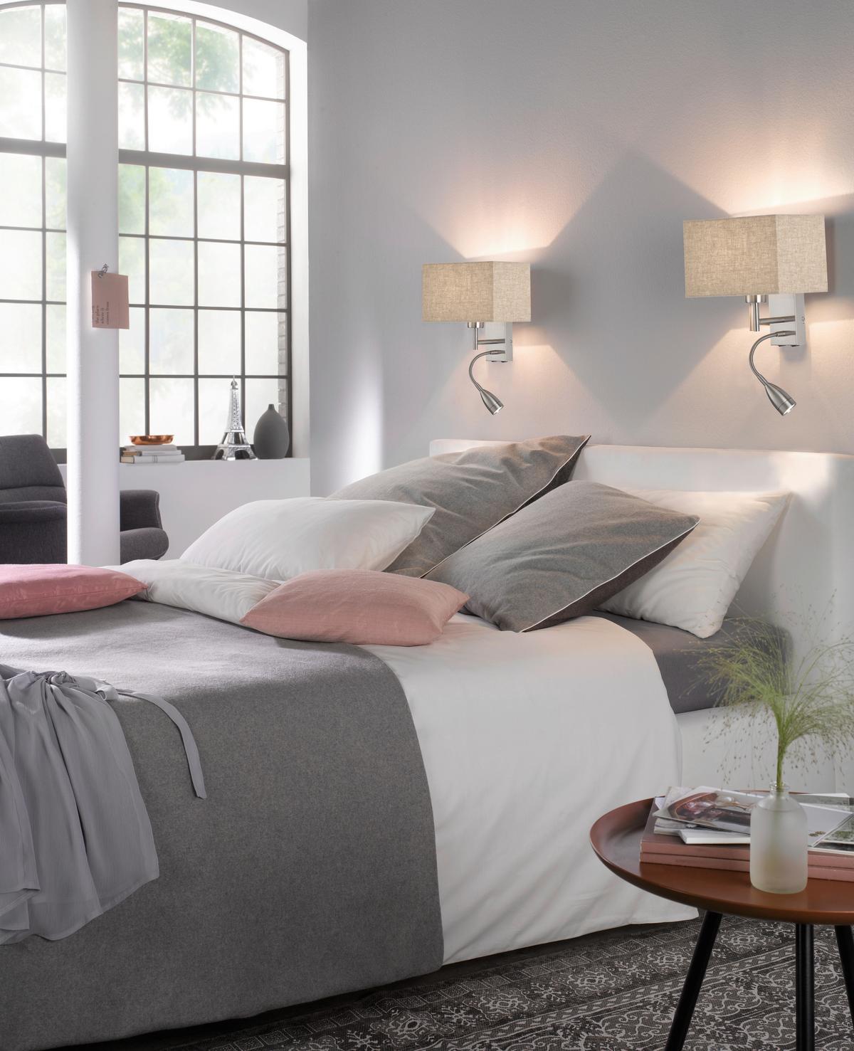 Wandleuchte 30320 Dream - Sandfarben/Nickelfarben, Design, Textil/Metall (25/38cm) - Fischer & Honsel