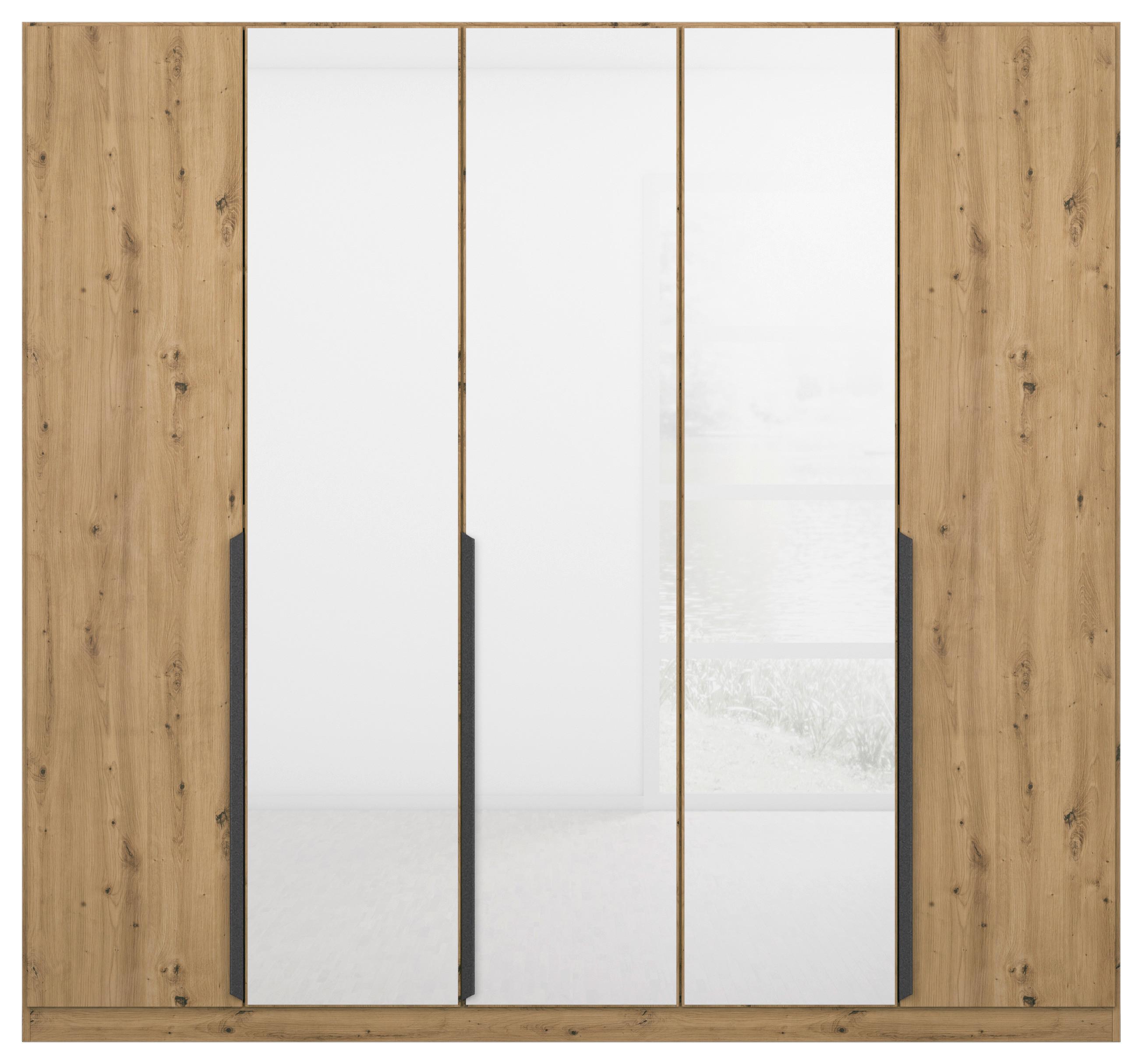 Drehtürenschrank Artemis 225 cm Weiß/Eiche Dekor - Weiß/Eiche Artisan, MODERN, Glas/Holzwerkstoff (225/210/54cm) - Rauch Möbel