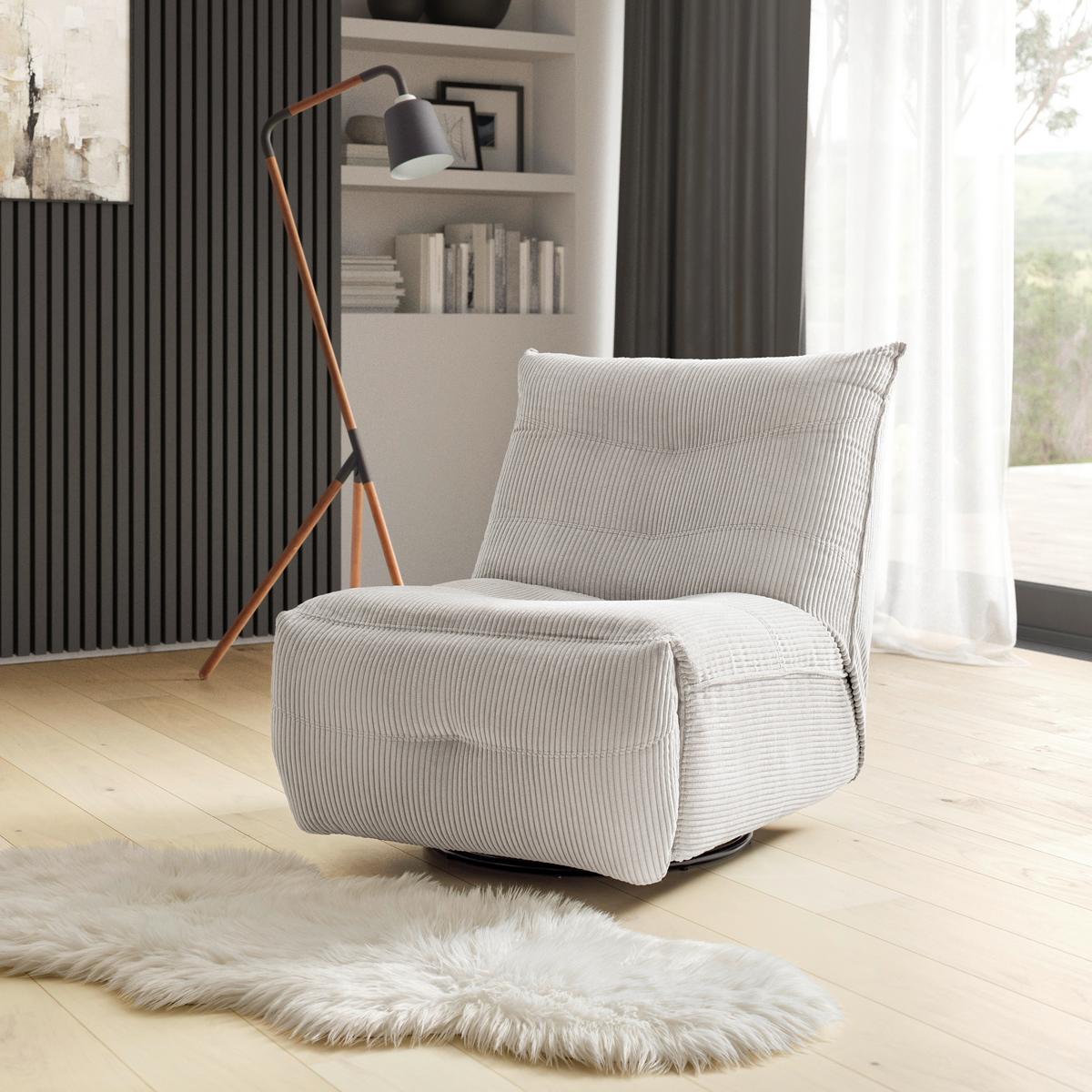 Relaxační křeslo ALURA, krémová barva - černá/krémová, Moderní, kov/dřevo (90/92/90cm) - Bessagi Home