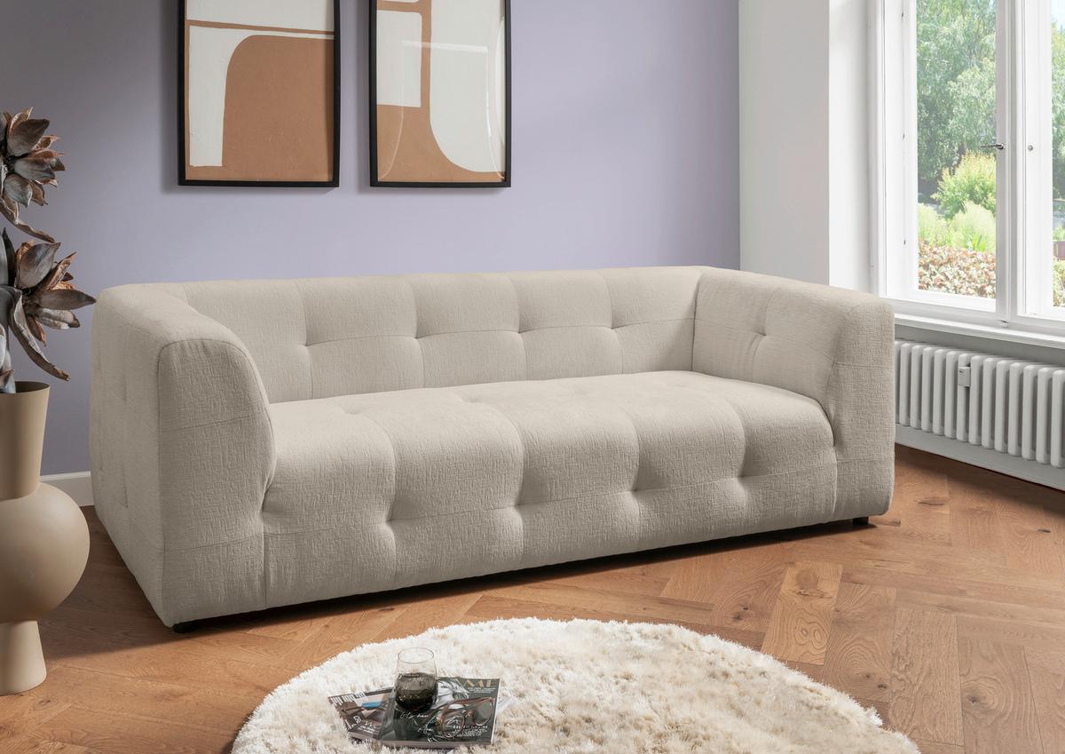 2,5-Sitzer Velice, Taupe B: 218 cm - Taupe/Schwarz, Design, Textil (218/72/95cm) - Livetastic