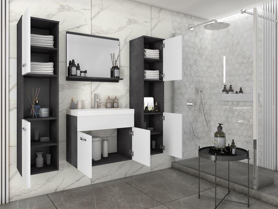 Badezimmer in Weiß und Anthrazit