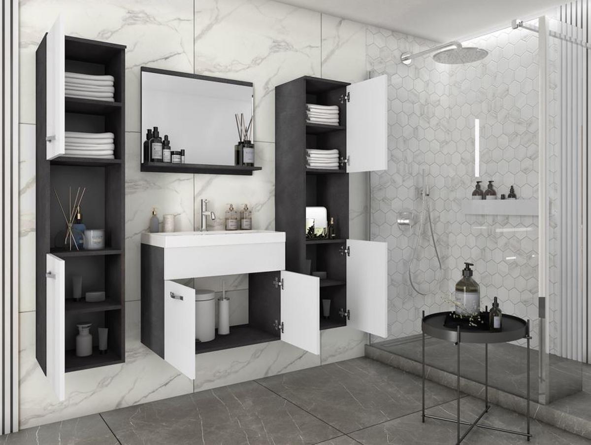 Kúpeľna antracit/biela VL - biela/biela s vysokým leskom, Lifestyle, kov/kompozitné drevo (120cm) - P & B
