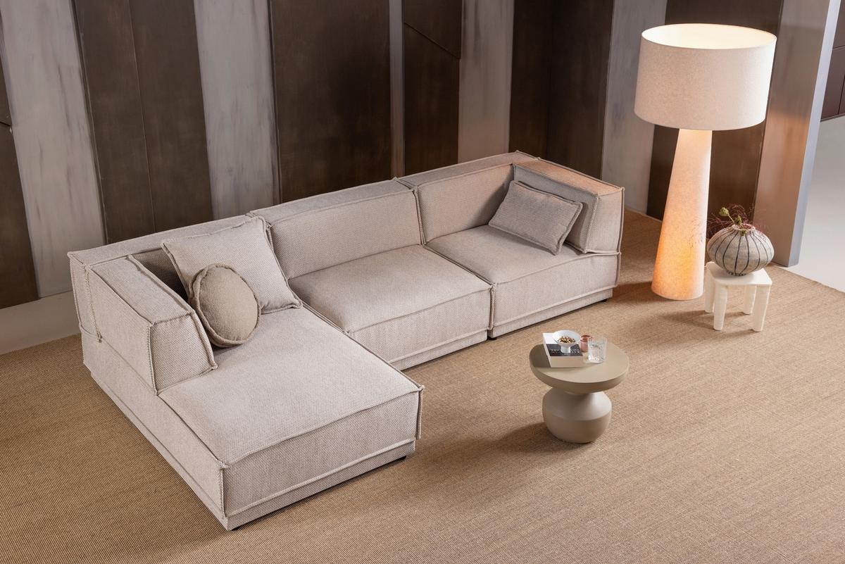 ECKSOFA Manu Naturfarben 160x286cm - Schwarz/Naturfarben, MODERN, Textil (160/286cm) - Livetastic