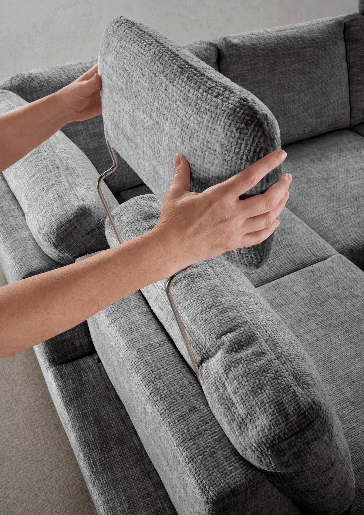 Eckschlafsofa Positano Silberfarben S: 206x265 Cm - Wildeiche/Silberfarben, MODERN, Textil (206/265cm) - Livetastic