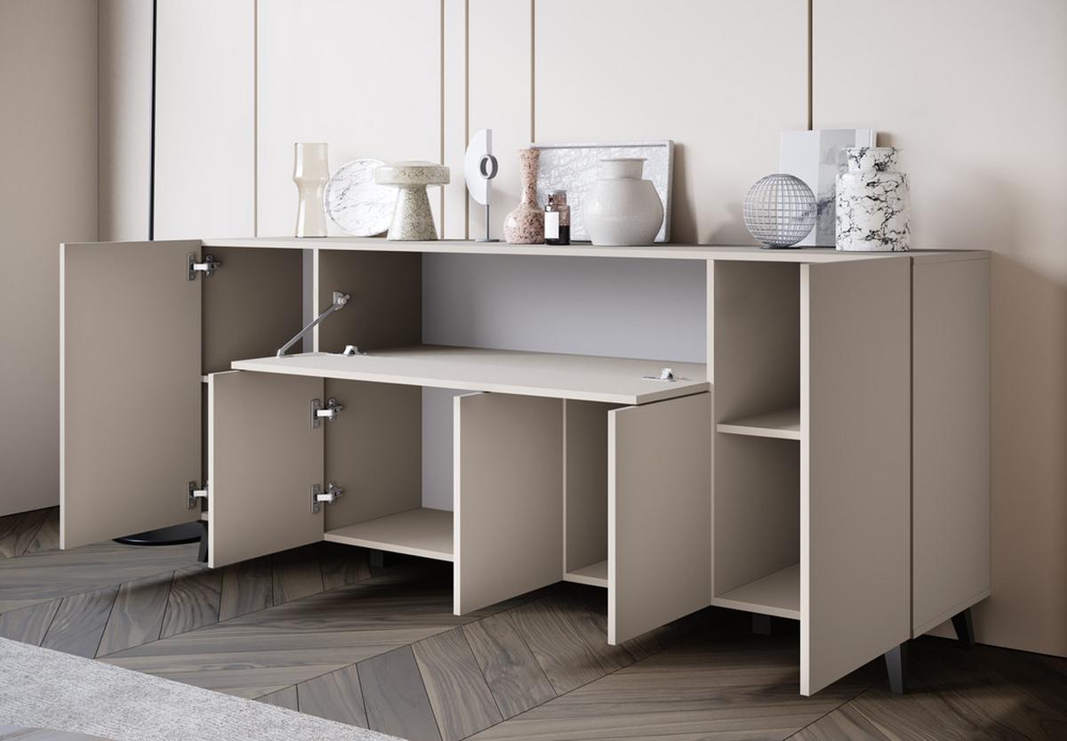 Sideboard mit Soft-Close 180 cm Phuket, Beige/Kaschmir - Kaschmir/Beige, Design, Holzwerkstoff (180/76/37,5cm) - P & B