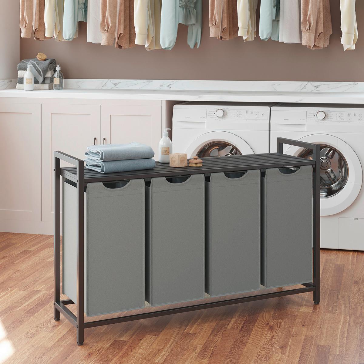 Wäschekorb Luandry Basket - Grau, MODERN, Holzwerkstoff/Metall (116/72/33cm) - MID.YOU