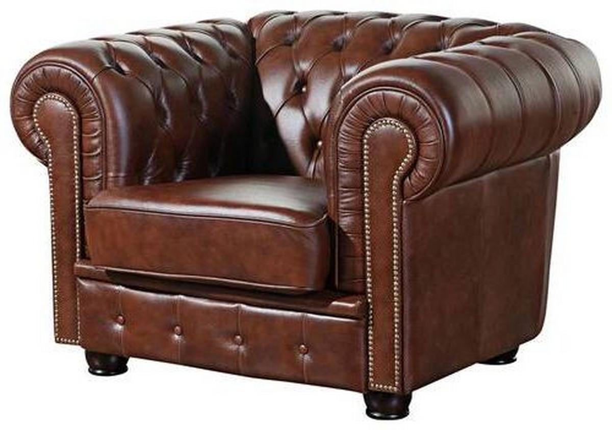 Polstersessel Mit Armlehnen Norwin Echtleder Braun - Nussbaumfarben/Braun, KONVENTIONELL, Leder (110/74/98cm) - Max Winzer