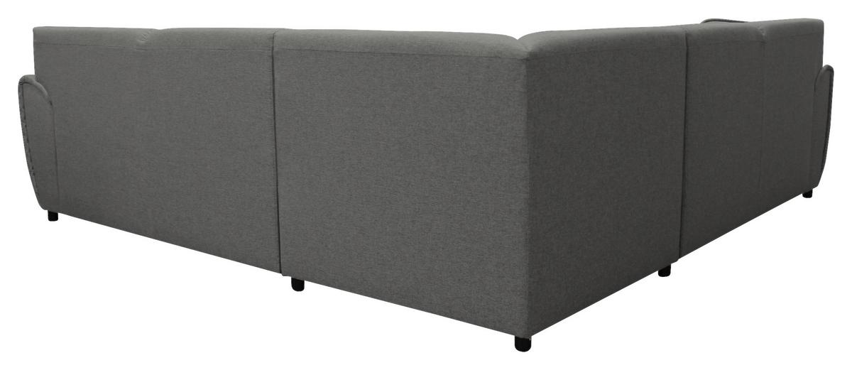 Ecksofa Mit Schlaffunktion Delux Grau Ottomane Rechts - Silberfarben/Grau, Design, Textil (266/266cm) - Livetastic