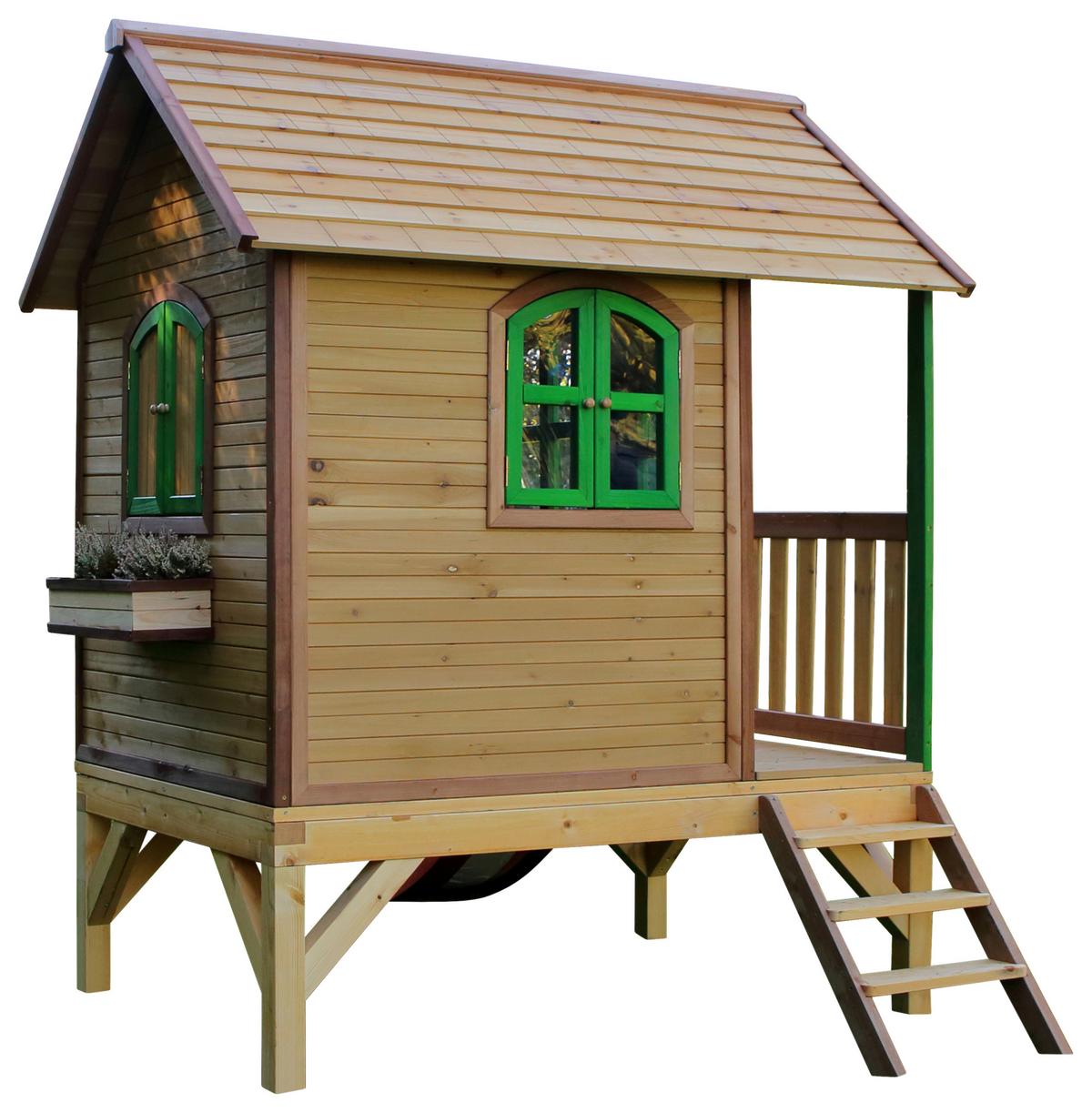 Spielhaus A030.036.00 - Rot/Braun, KONVENTIONELL, Holz (287/231/191cm) - Ambia Garden