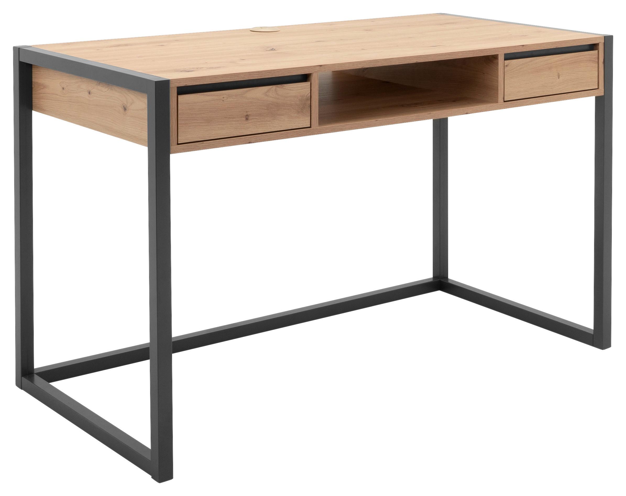 Schreibtisch B 60cm H 75cm Denver 30 Eiche Dekor - Eichefarben/Anthrazit, KONVENTIONELL, Holzwerkstoff (120/60/75cm) - MID.YOU
