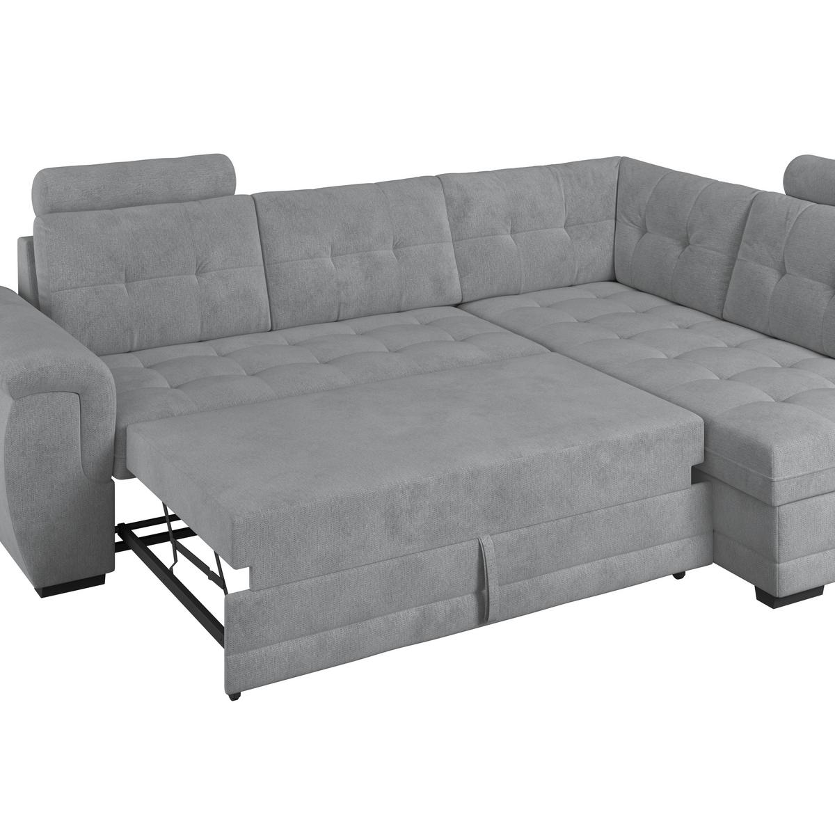 Ecksofa mit Schlaffunktion Falco new Grau 251x183 cm - Schwarz/Grau, KONVENTIONELL, Textil (251/183cm) - Ondega