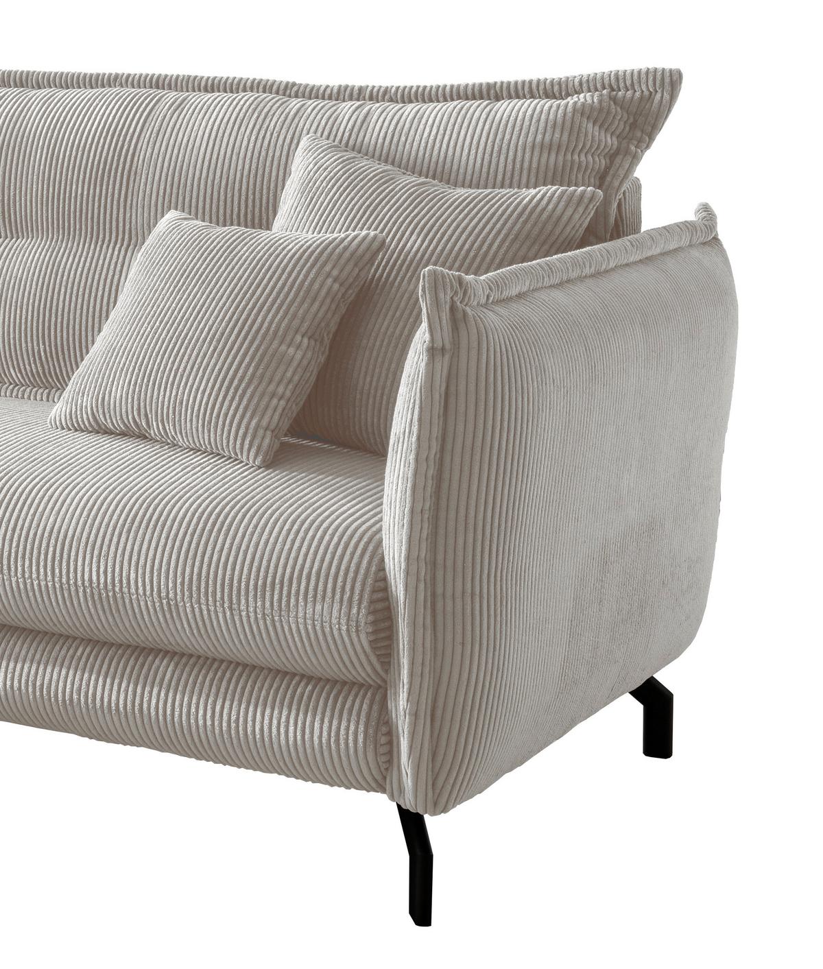 Ecksofa Lava Silberfarben S: 180/255 cm - Silberfarben/Schwarz, MODERN, Textil (180/255cm) - Livetastic