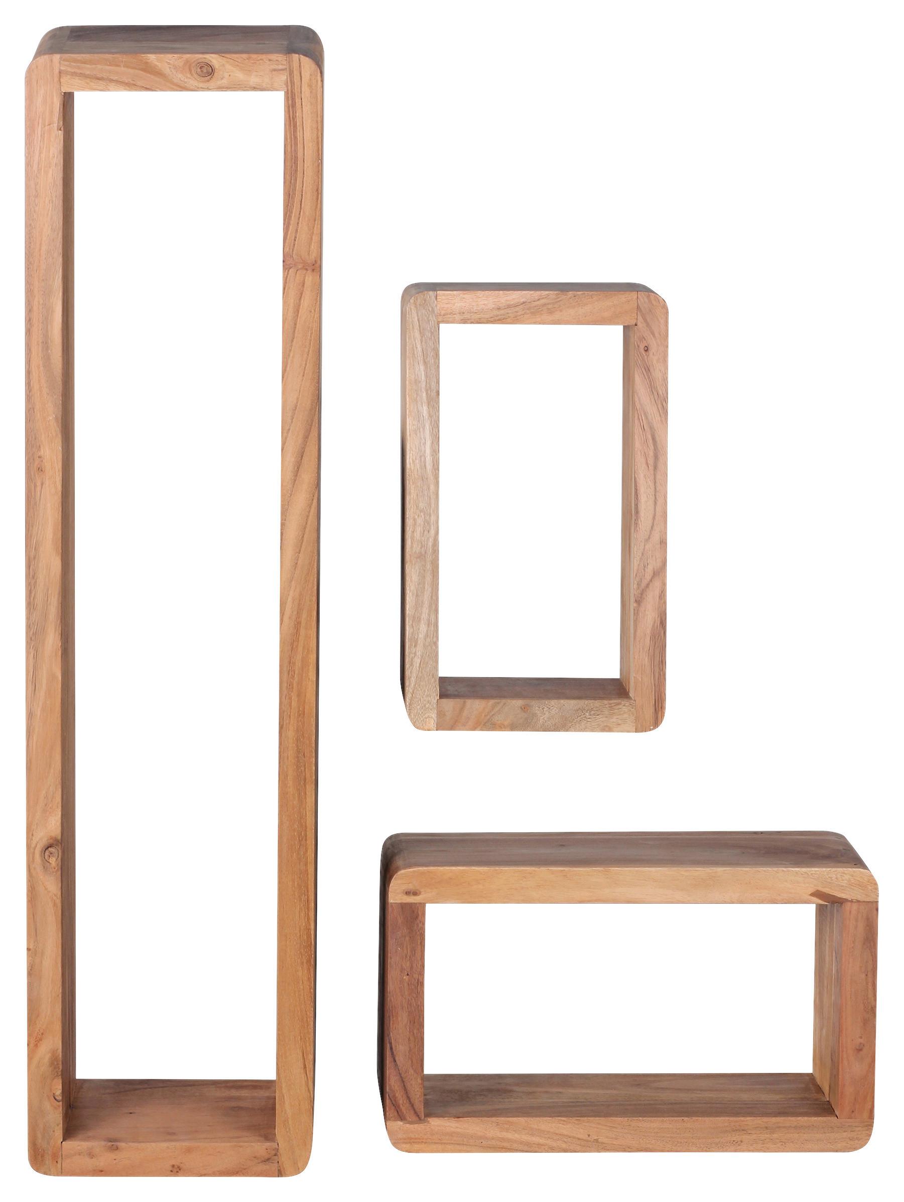 Wandregalset 3er-Set Boha 80 cm Akaziefarben Massiv - Akaziefarben, KONVENTIONELL, Holz (80/20/15cm) - MID.YOU
