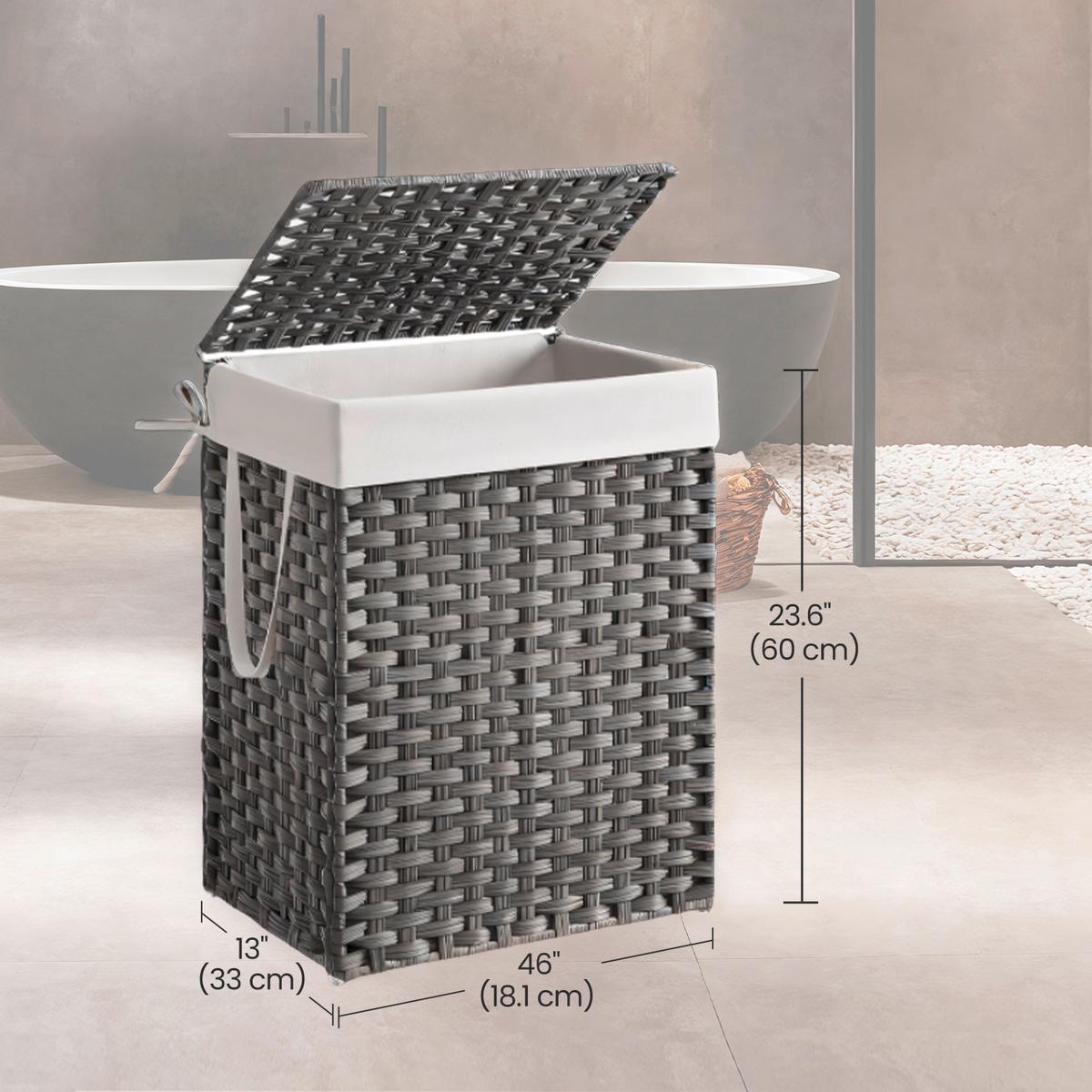 Wäschekorb Grau B: 46 Cm - Grau, Basics, Kunststoff/Textil (46/61/33cm)