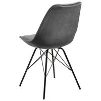 Schalenstuhl Eris Dunkelgrau Samt Gepolstert - Dunkelgrau/Schwarz, Trend, Textil/Metall (48,5/85,5/54cm) - Carryhome