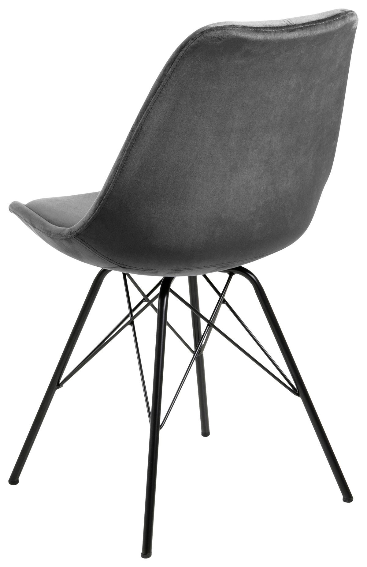 Schalenstuhl Eris Dunkelgrau Samt Gepolstert - Dunkelgrau/Schwarz, Trend, Textil/Metall (48,5/85,5/54cm) - Carryhome