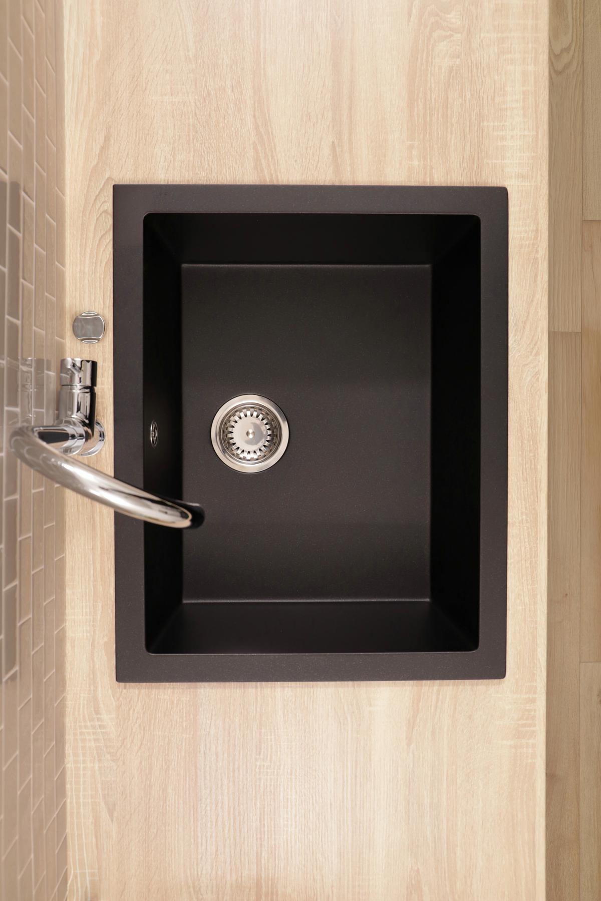 SPÜLE Nelson, Schwarz B: 60 cm - Schwarz, Trend, Stein (60/22/47,5cm) - Respekta