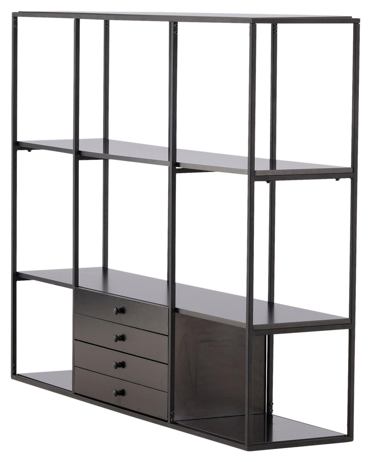 Regal Amarillo - Nussbaumfarben/Schwarz, Design, Holzwerkstoff/Metall (150/120/35cm) - Livetastic